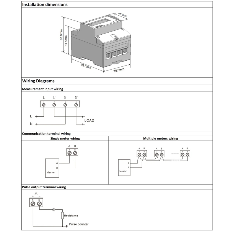 Dac4121C DIN sínes AC egyfázisú vezeték nélküli Modbus teljesítménymérő