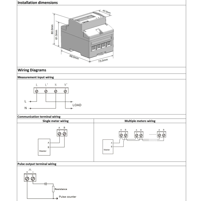 DAC4100C egyfázisú DIN-sínes Modbus intelligens távirányítós energiamérő