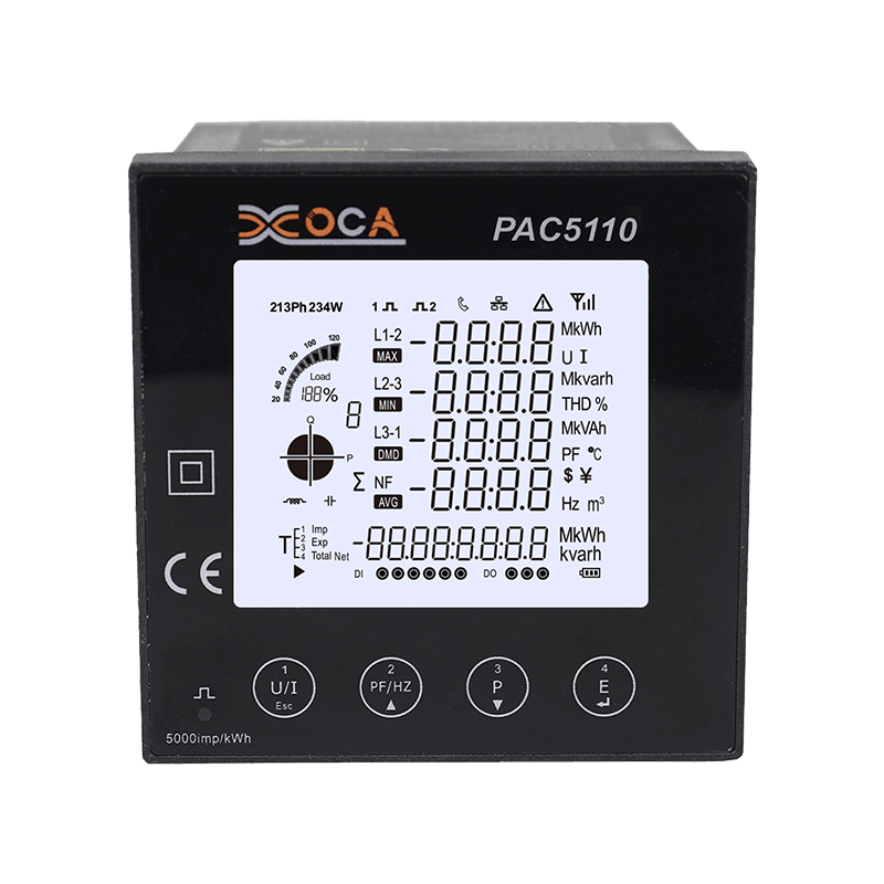 PAC5110 háromfázisú digitális LCD elektromos paneles teljesítménymérő